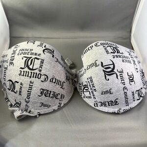 Juicy Couture Light Gray Bra with‎ Black Logo 40D